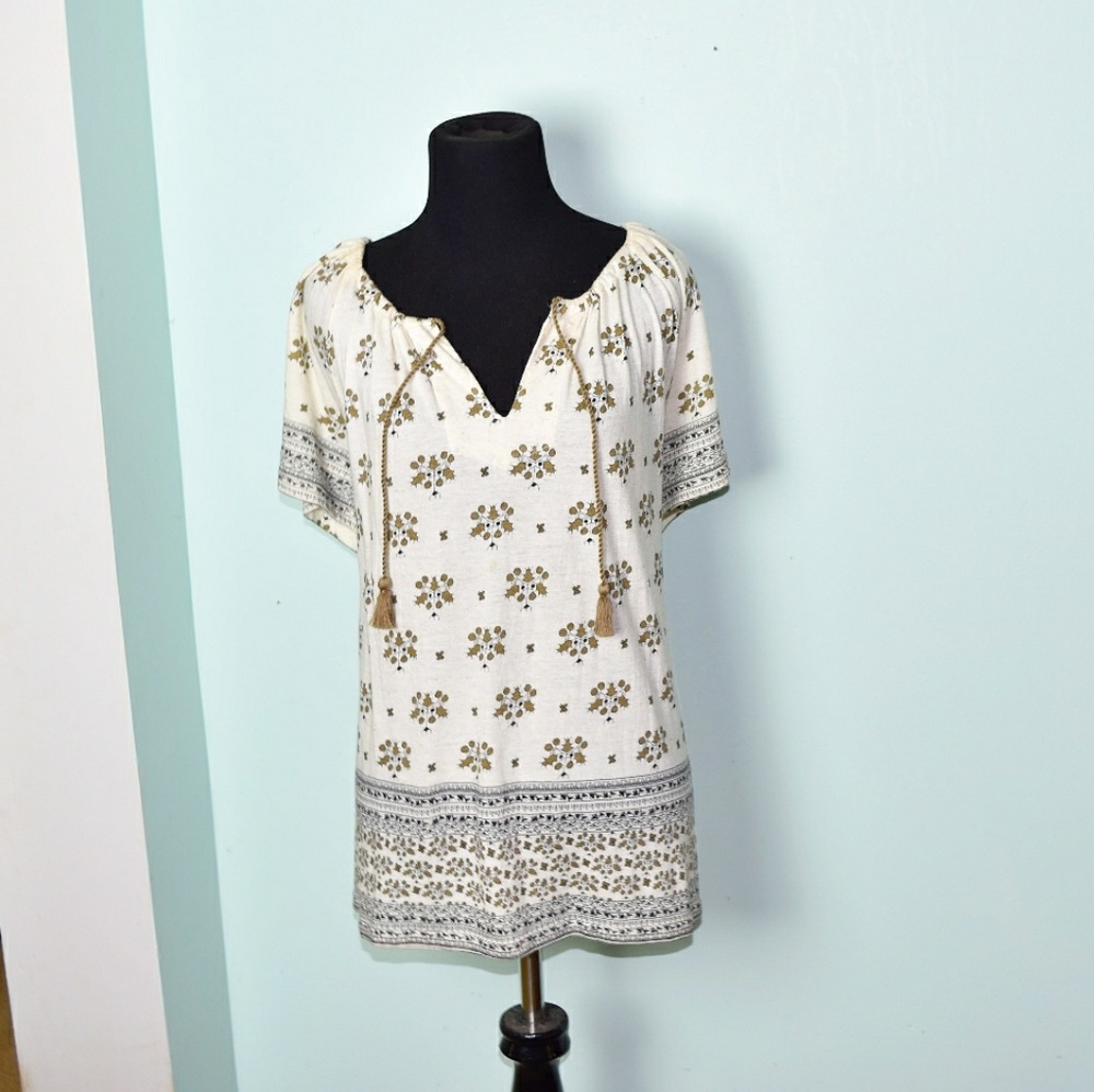 Lucky Brand Floral Print Peasant Blouse